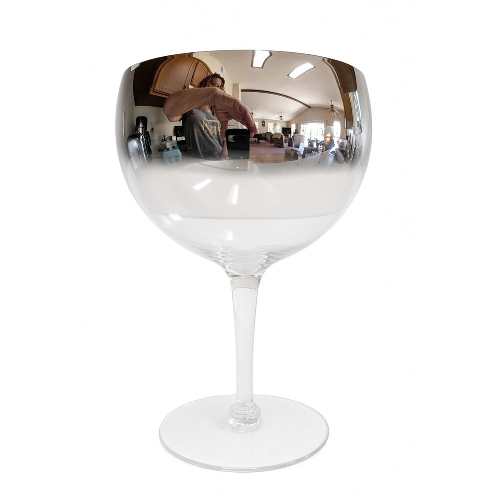 MCM Lusterware Silver Mercury Fade Large Wine Glass, 20 Oz, 1950s, 7" Tall